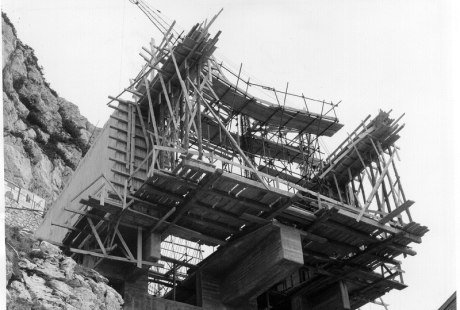 Archivfoto aus dem Jahr 1969: Bau der Bergstation für die Wendelstein-Seilbahn, © Archiv der Wendelsteinbahn GmbH