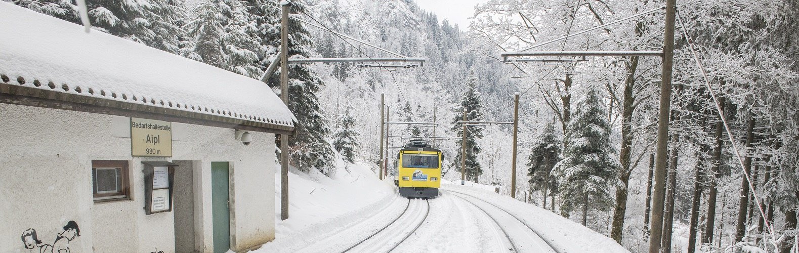 Bedarfshaltestelle Aipl der Wendelstein Zahnradbahn im Winter, © Michael Namberger, Chiemgau Tourismus e.V. 
