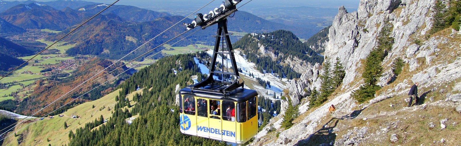 Die Wendelstein-Seilbahn mit Blick ins Leitzachtal, &copy; Claudia Hinz